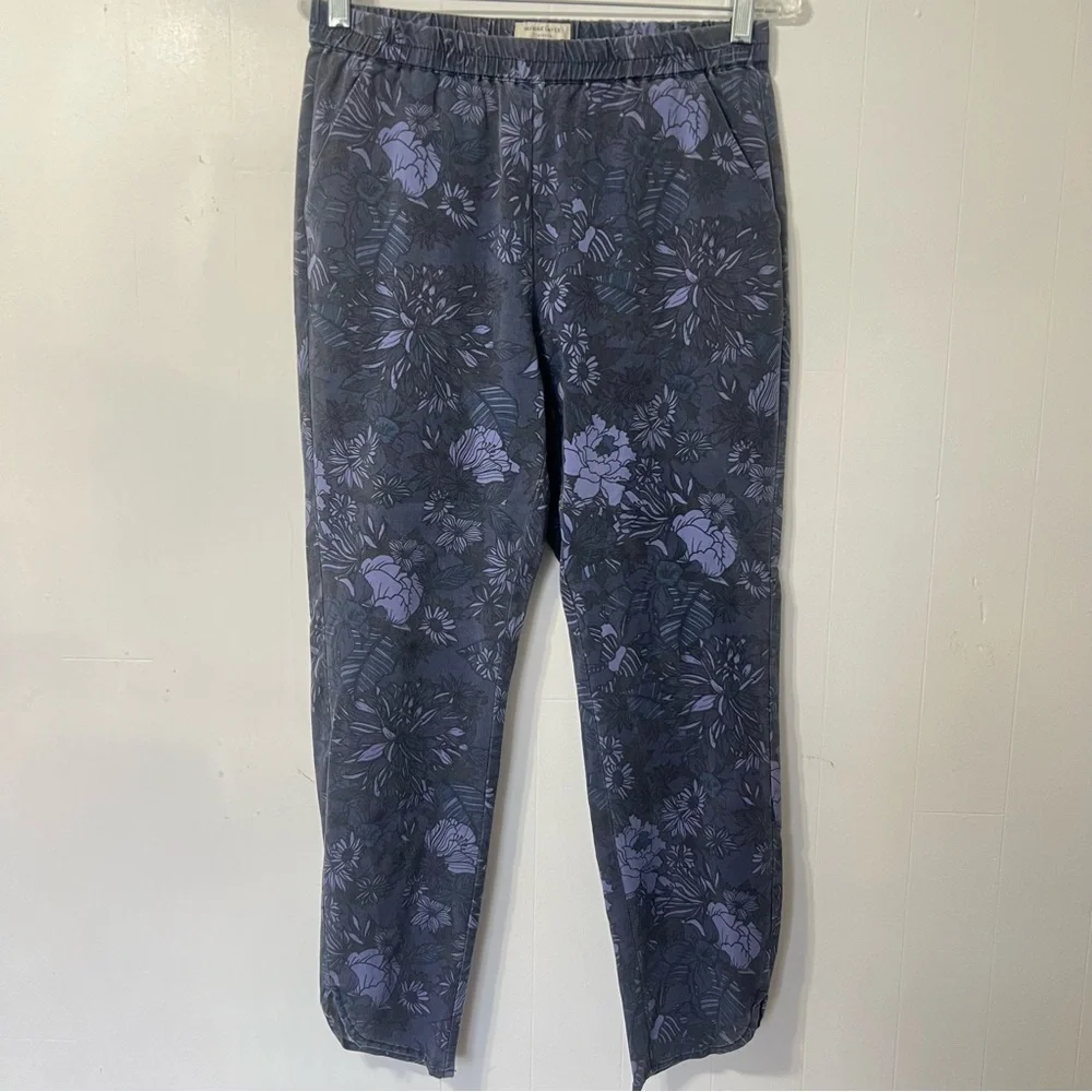 Marine Layer Re-Spun Allison Blue Floral Tropical Botanical Pull On Pants Size S
